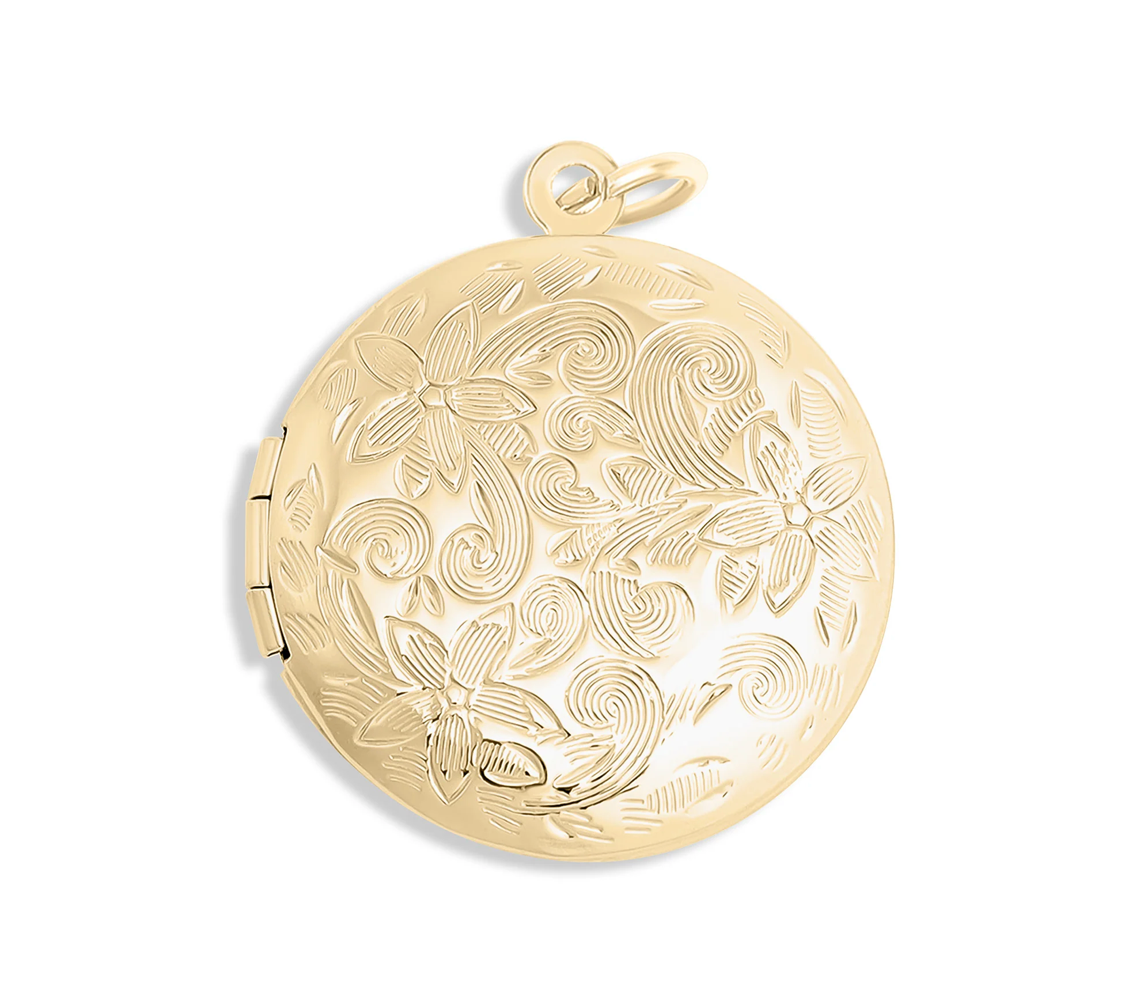 round floral locket charm