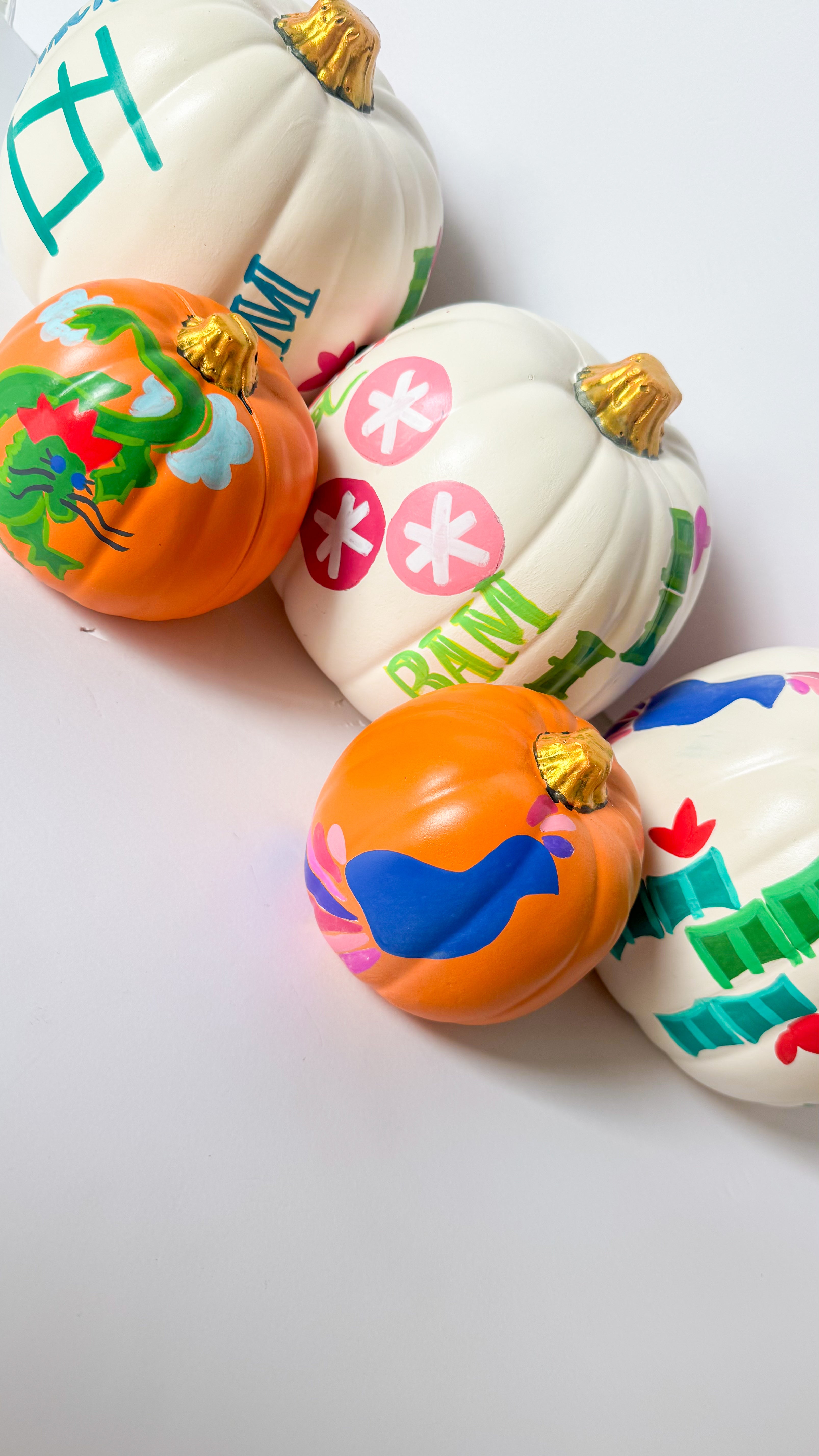 small mahjong painted pumpkins 4"