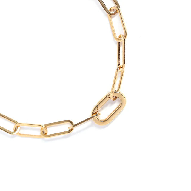 paperclip chain with oval charm keeper necklace