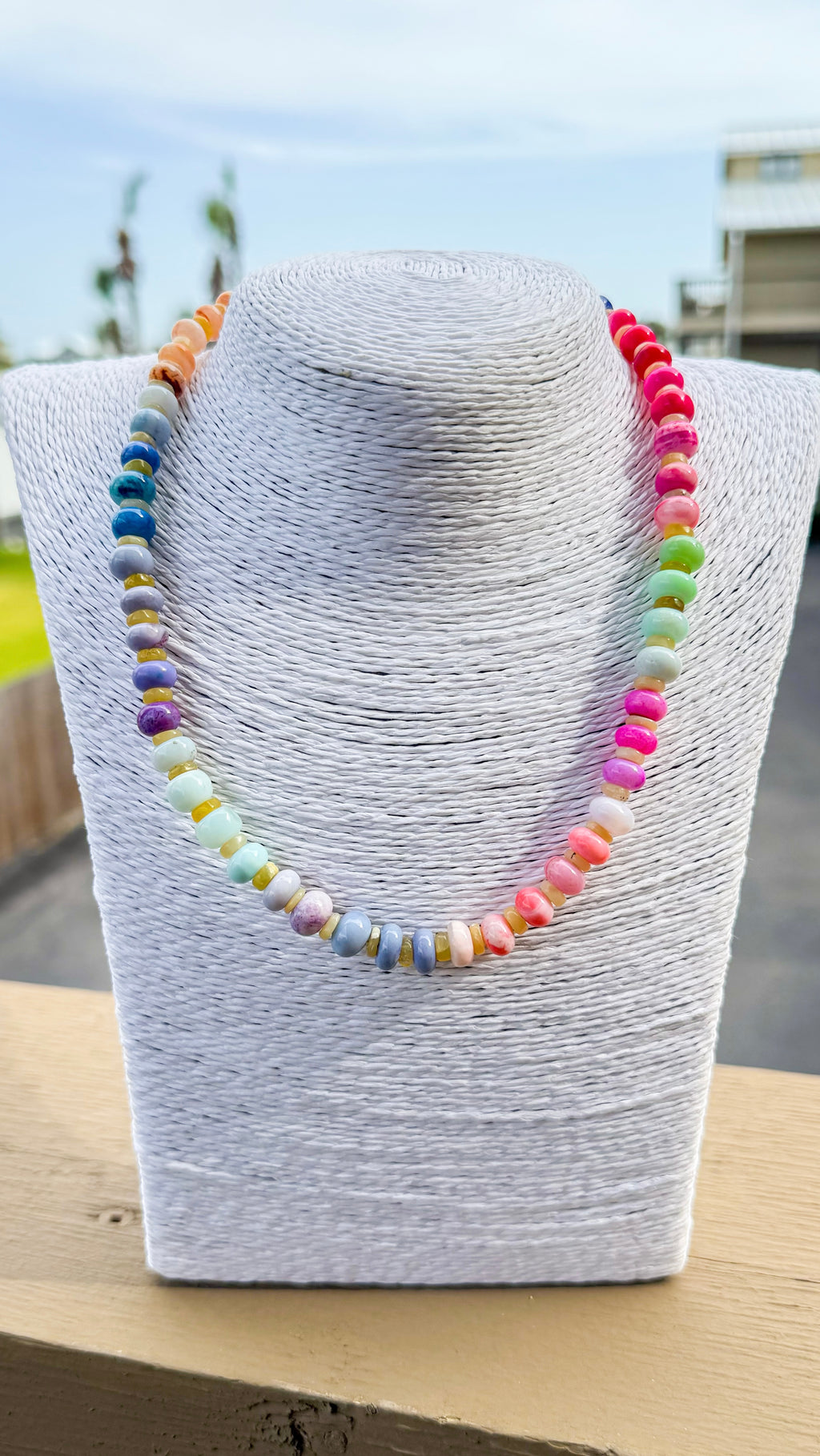 opals + hand cut gemstone necklace