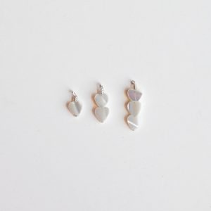 mother of pearl heart charm, three