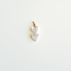mother of pearl heart charm, two