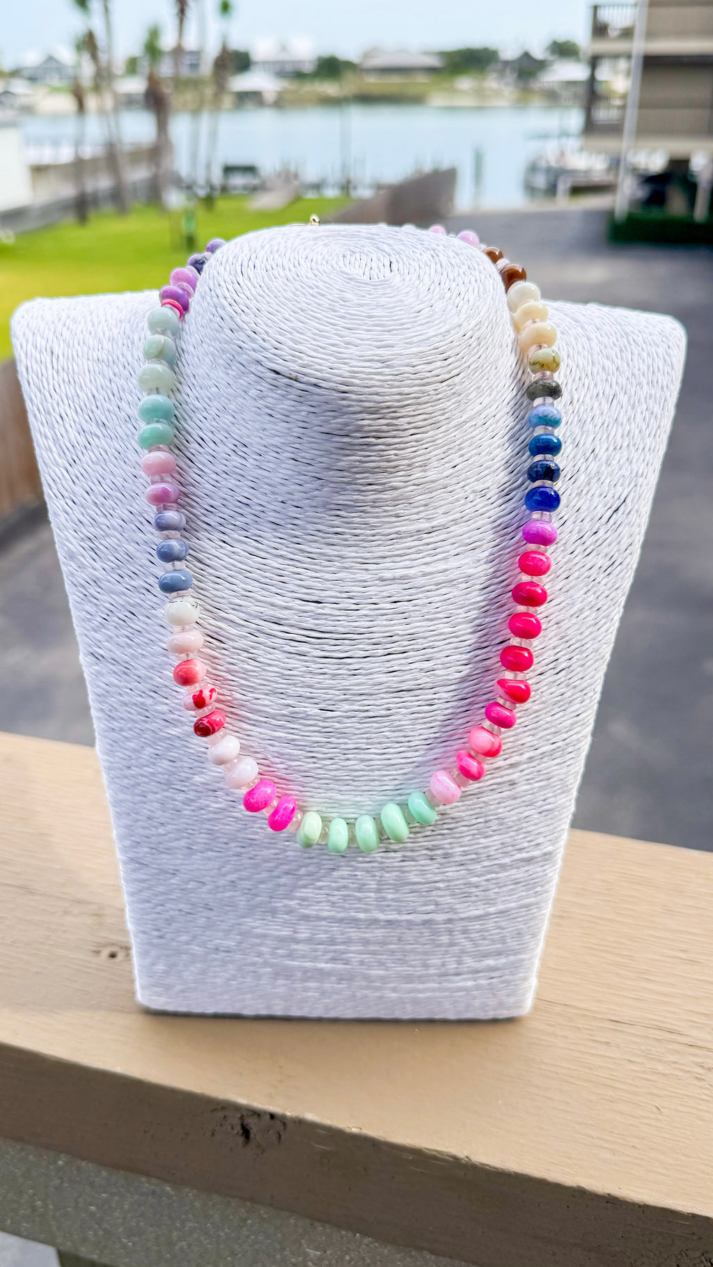 opals + hand cut gemstone necklace