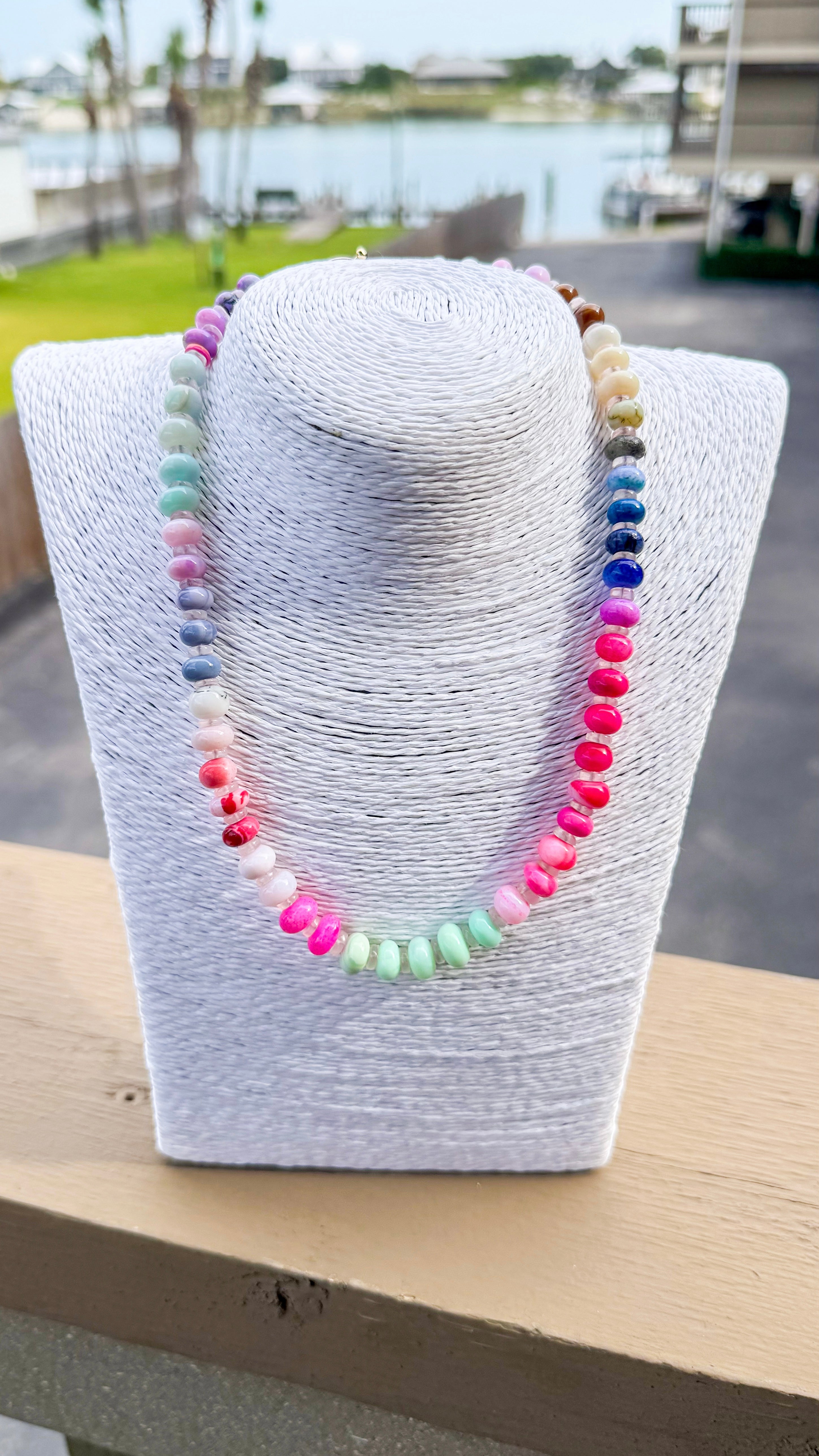 opals + hand cut gemstone necklace