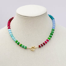 Load image into Gallery viewer, greens + blues + pinks + maroon + purples + periwinkle necklace
