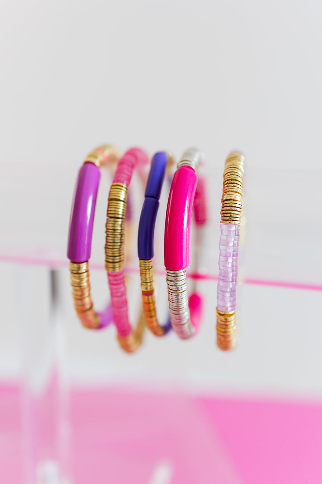 cotton candy bracelet stack