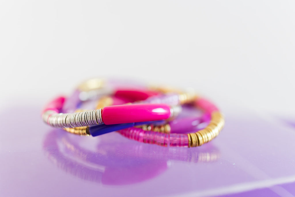 cotton candy bracelet stack