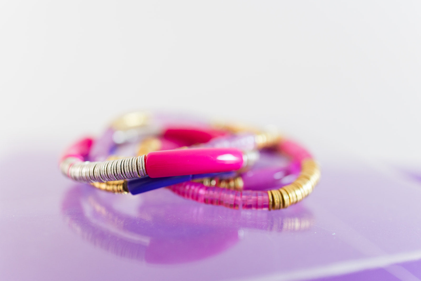 cotton candy bracelet stack