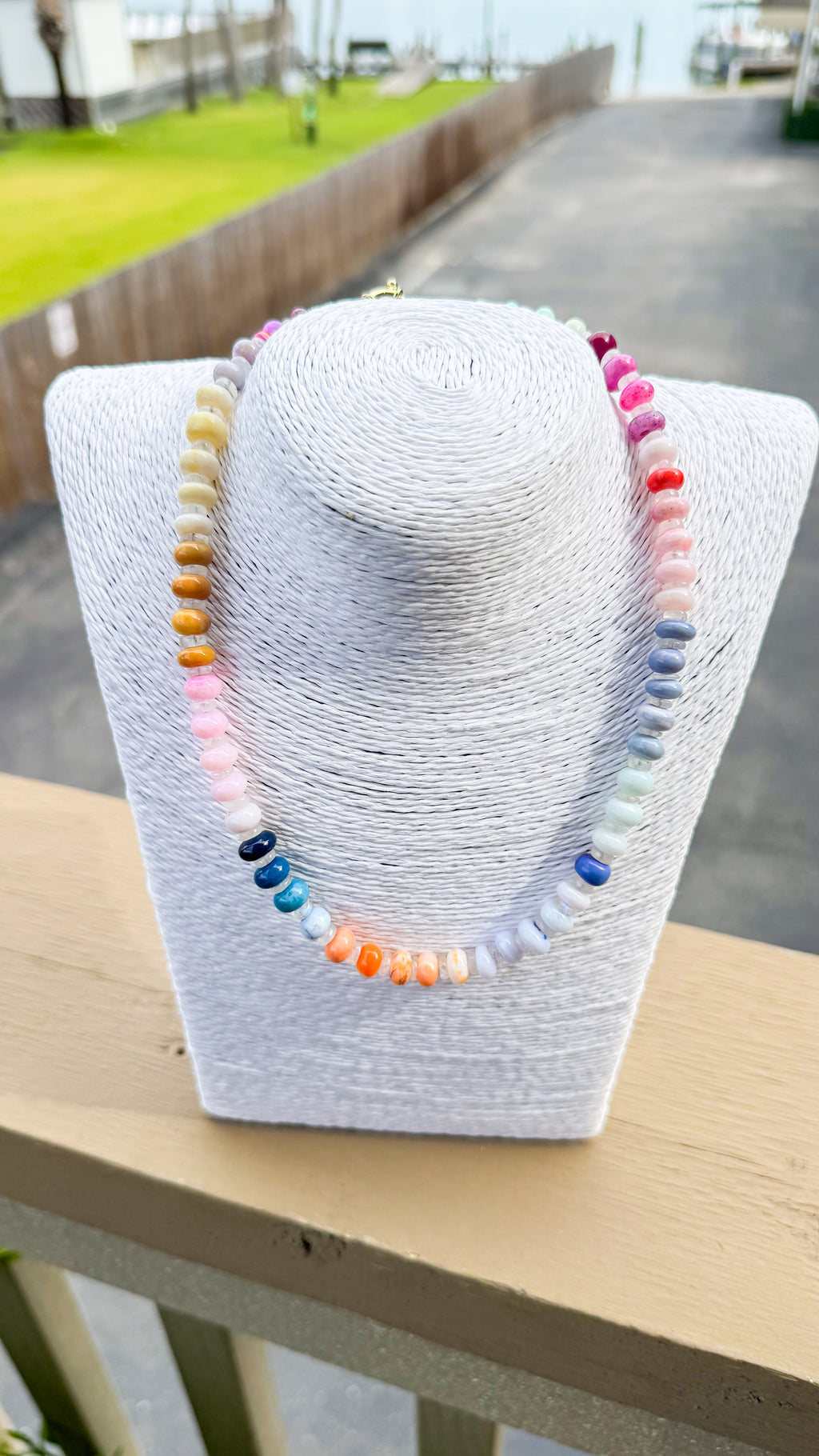 opals + hand cut gemstone necklace