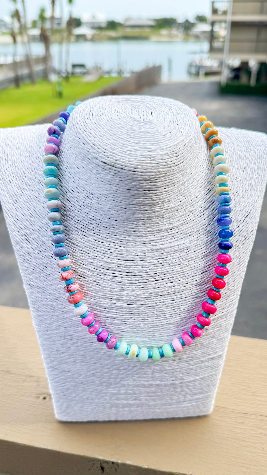 opals + hand cut gemstone necklace