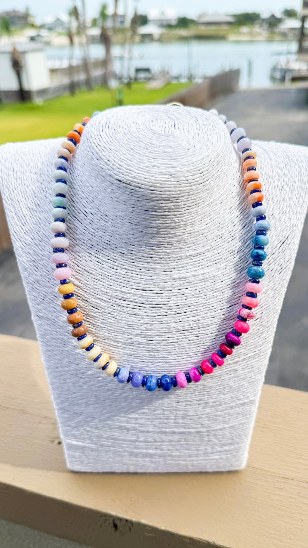 opals + hand cut gemstone necklace
