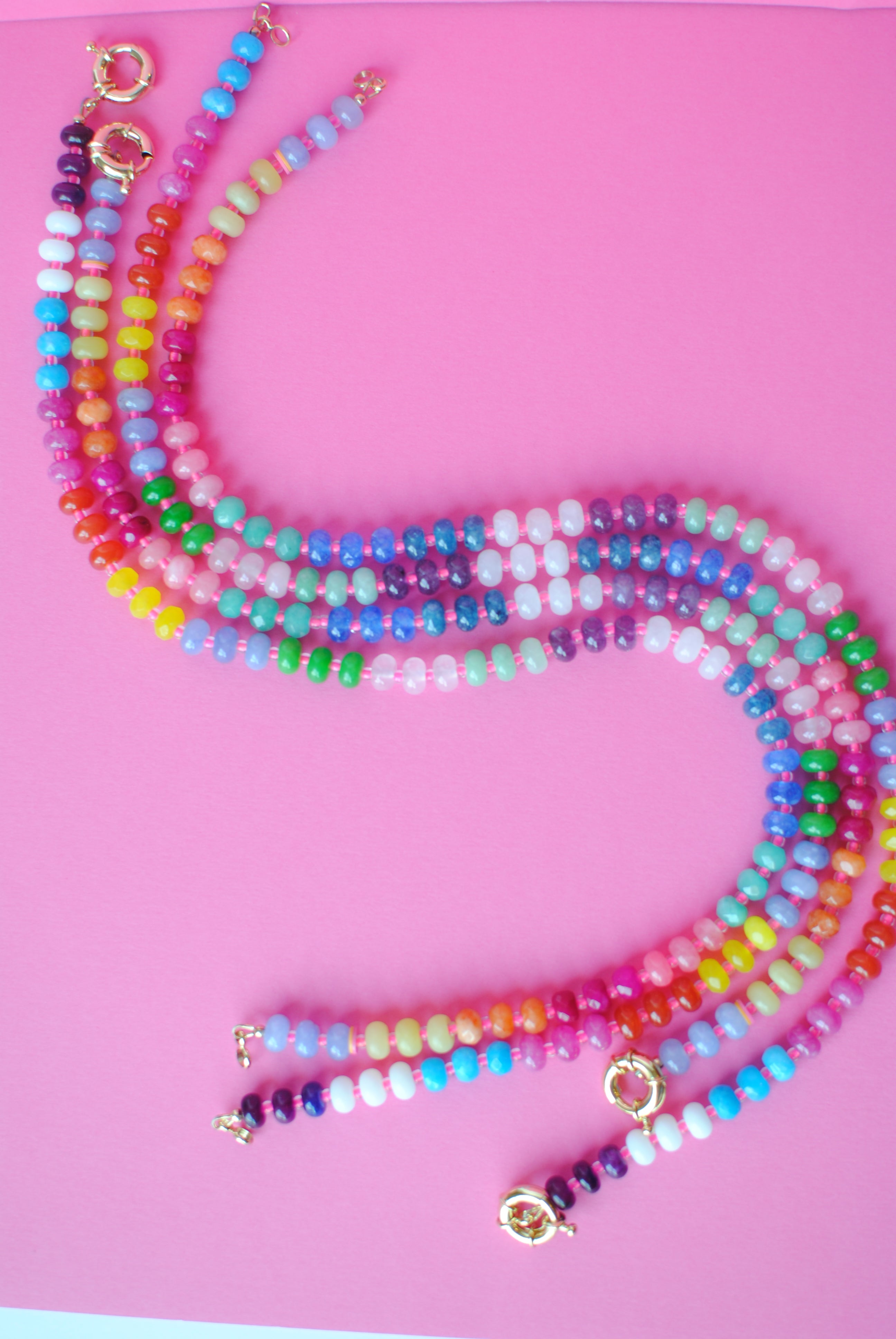 mom +  little pink seed beaded necklace