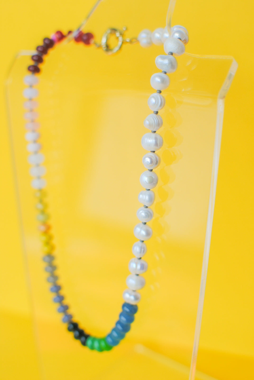 pearls + rainbow necklace