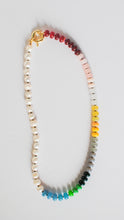 Load image into Gallery viewer, Necklace with multicolored beads on a white background
