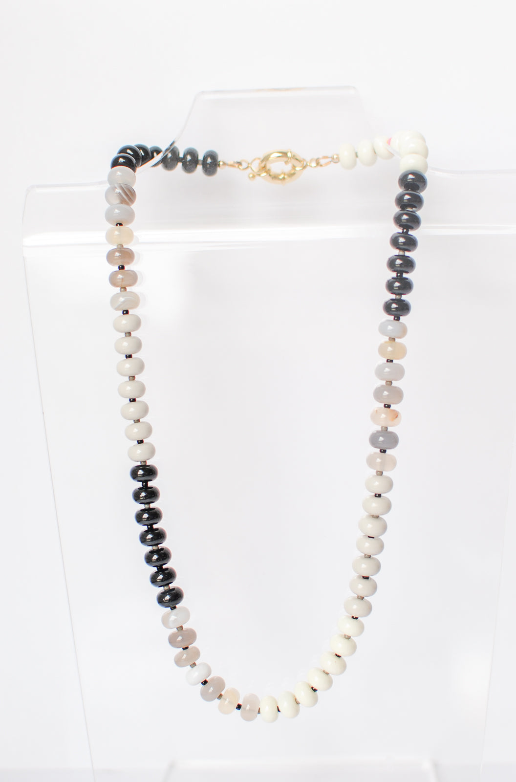 cream + black + gray necklace