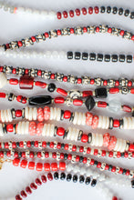 Load image into Gallery viewer, red + maroon + black + gray + white necklace
