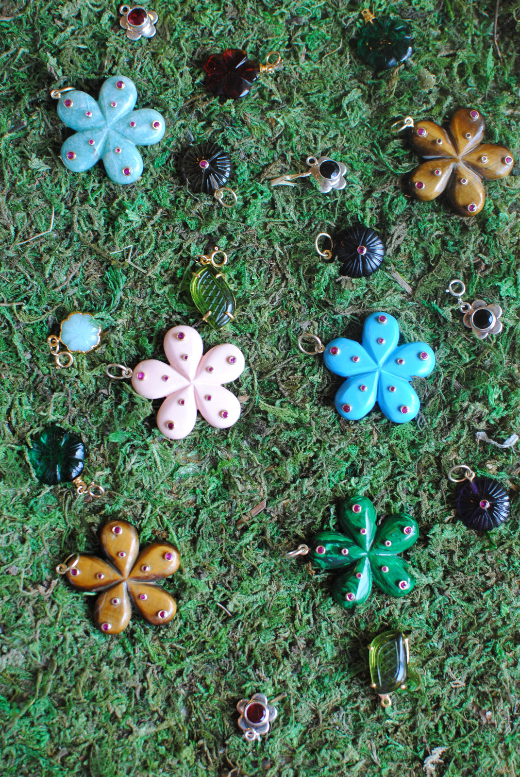 large gemstone flower charm