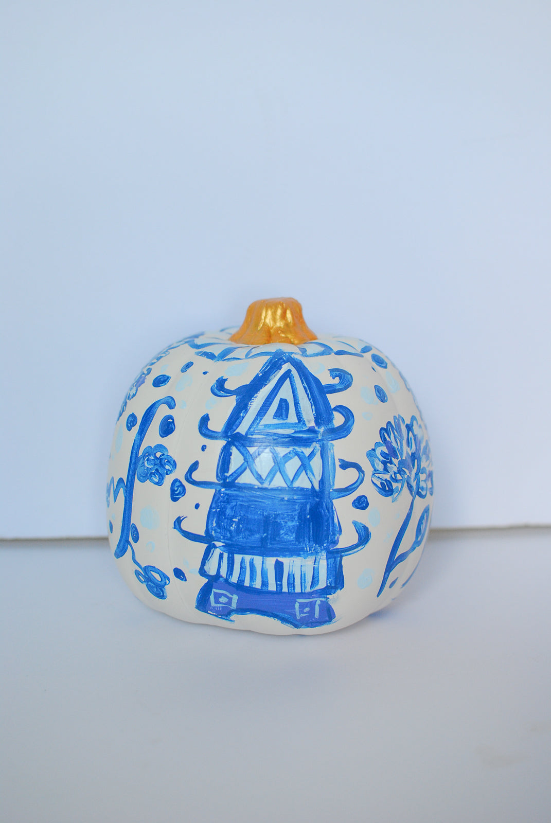 medium chinoiserie painted pumpkins 6"