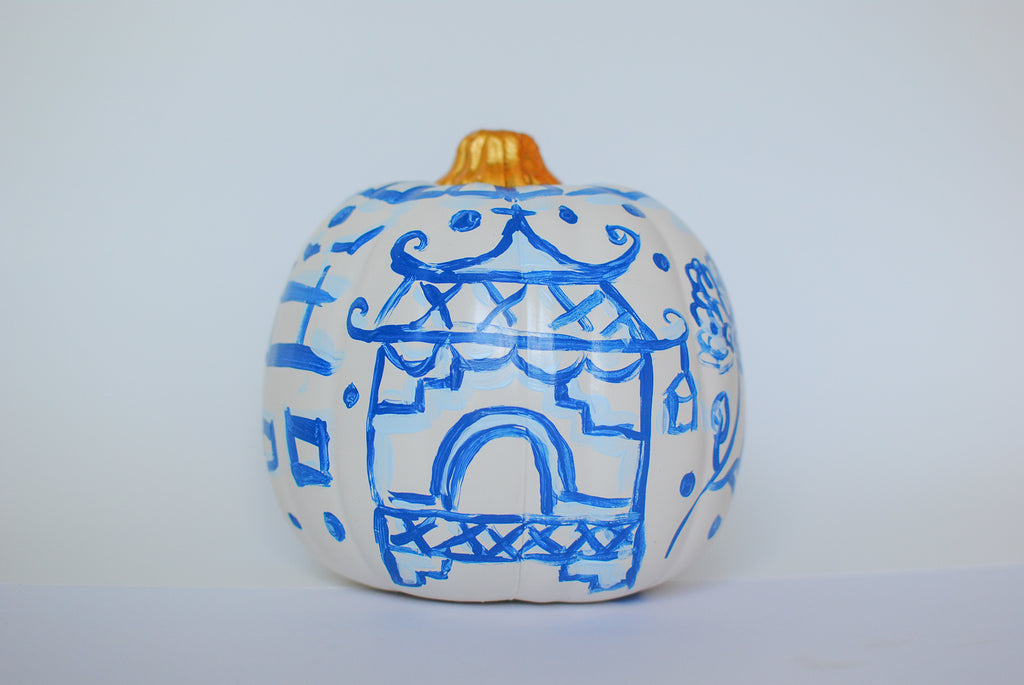 medium chinoiserie painted pumpkins 6"