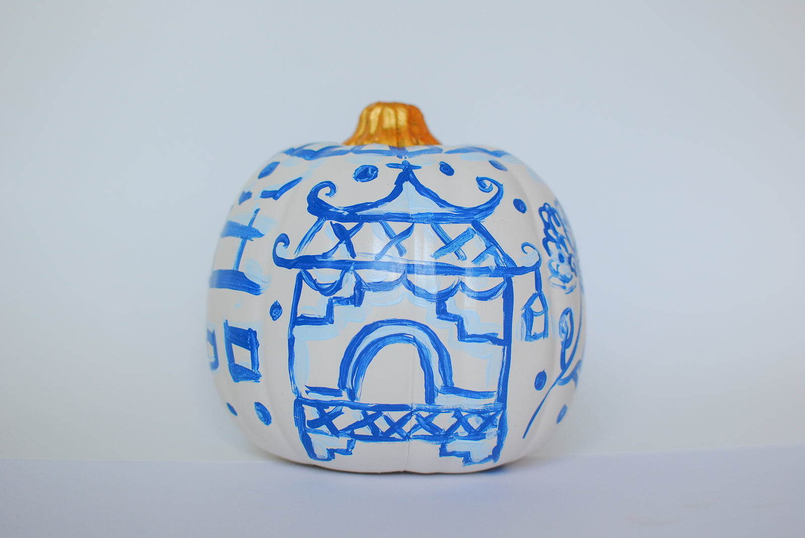 medium chinoiserie painted pumpkins 6"