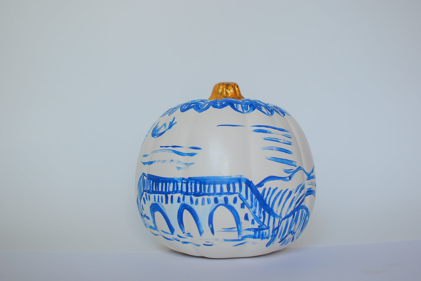 medium chinoiserie painted pumpkins 6"