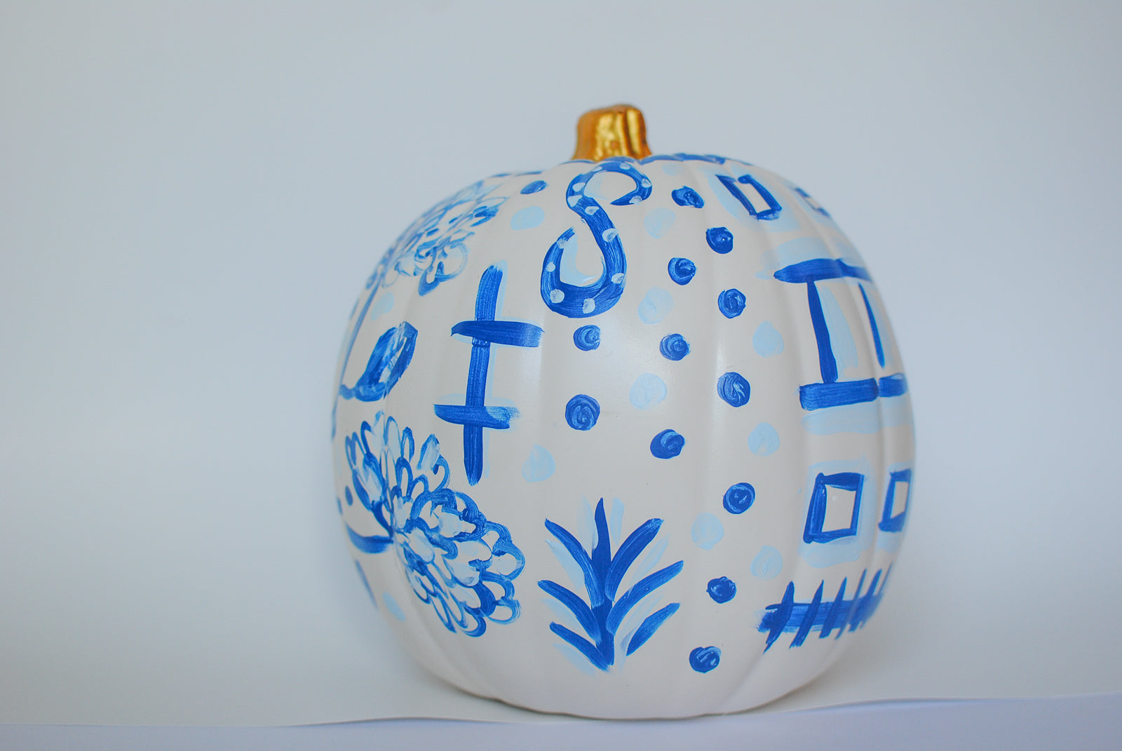 large chinoiserie painted pumpkins 9"