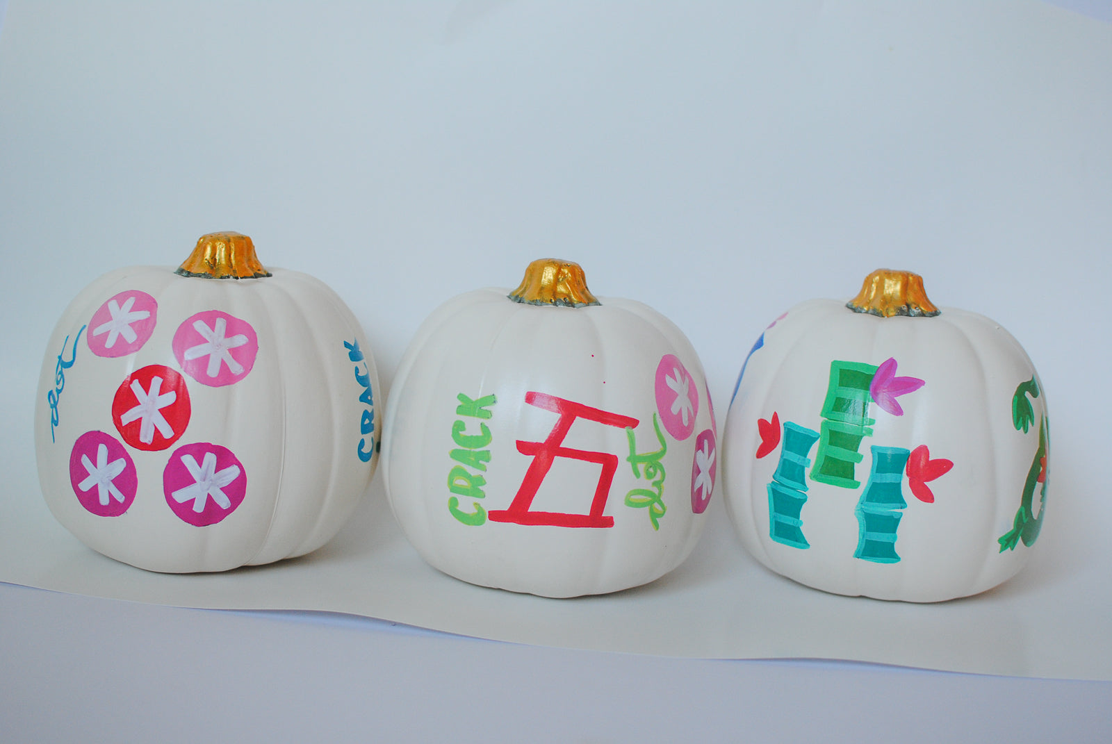 medium mahjong painted pumpkins 6"