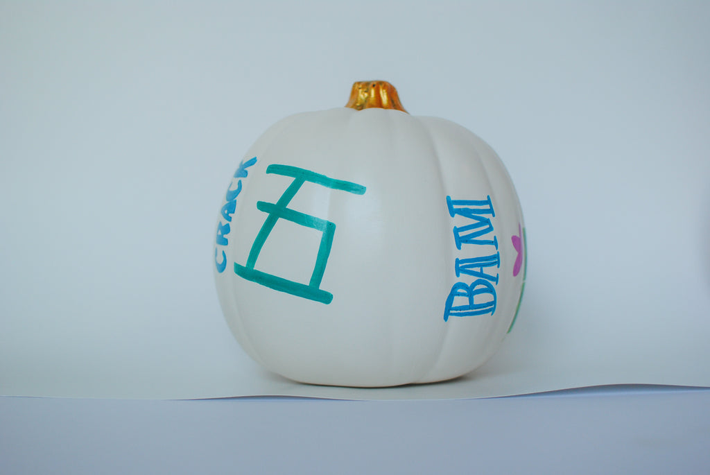medium mahjong painted pumpkins 6"