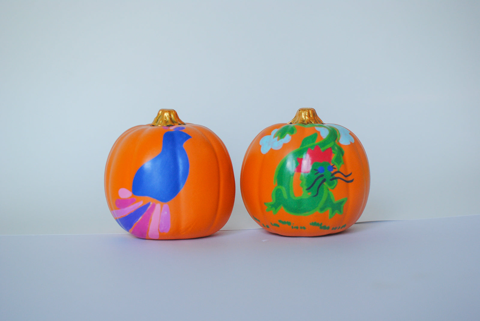 small mahjong painted pumpkins 4"