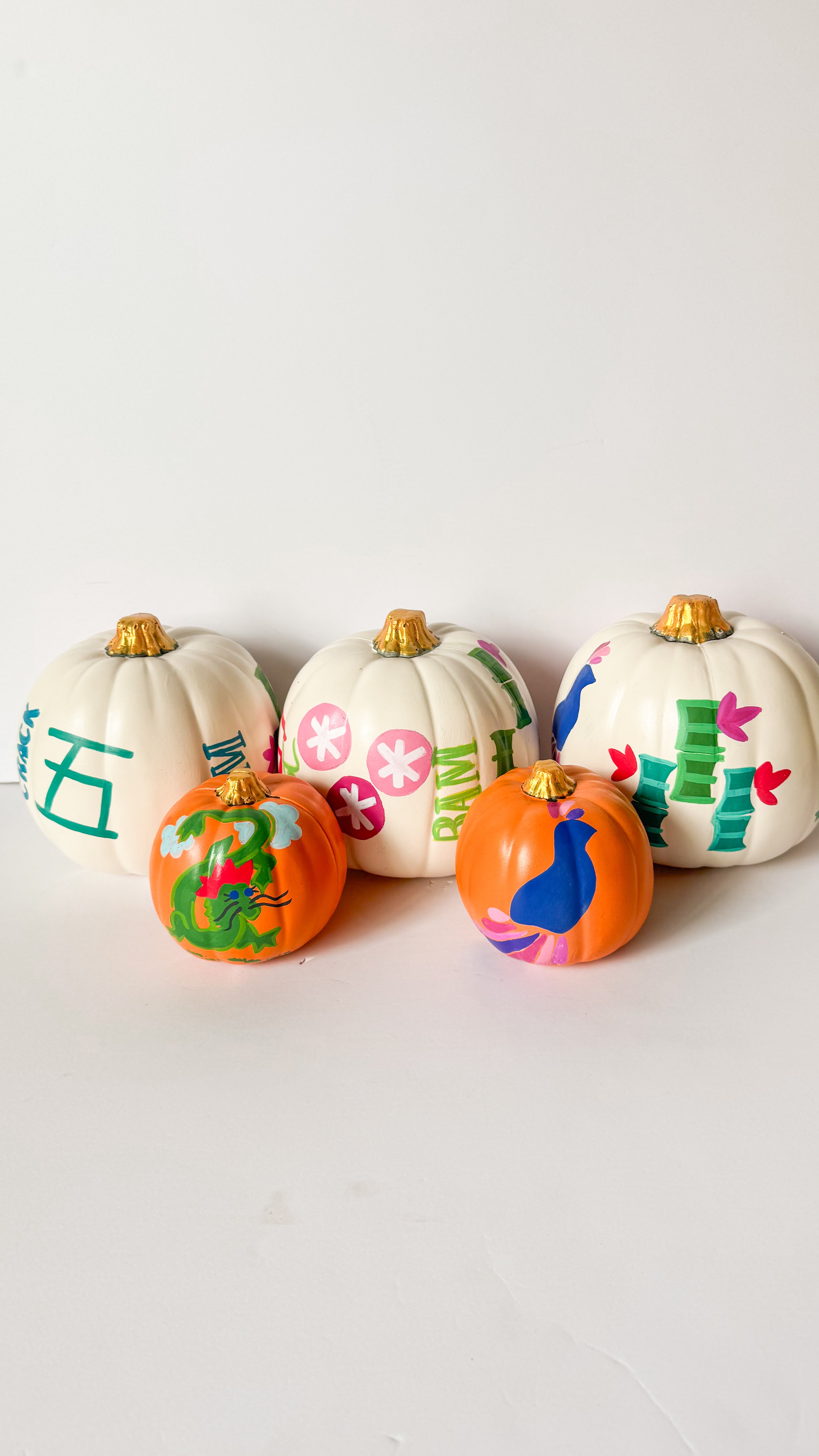 small mahjong painted pumpkins 4"