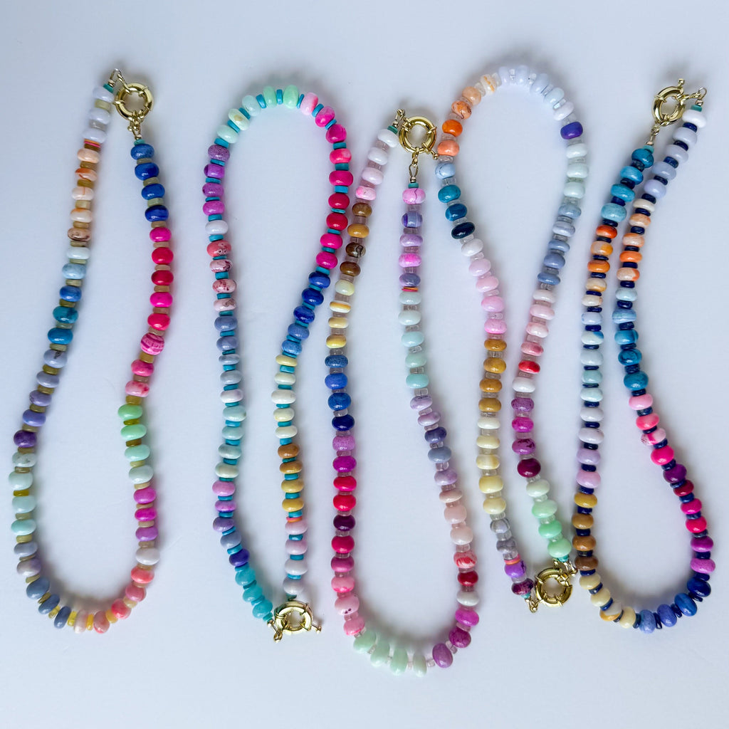 opals + hand cut gemstone necklace