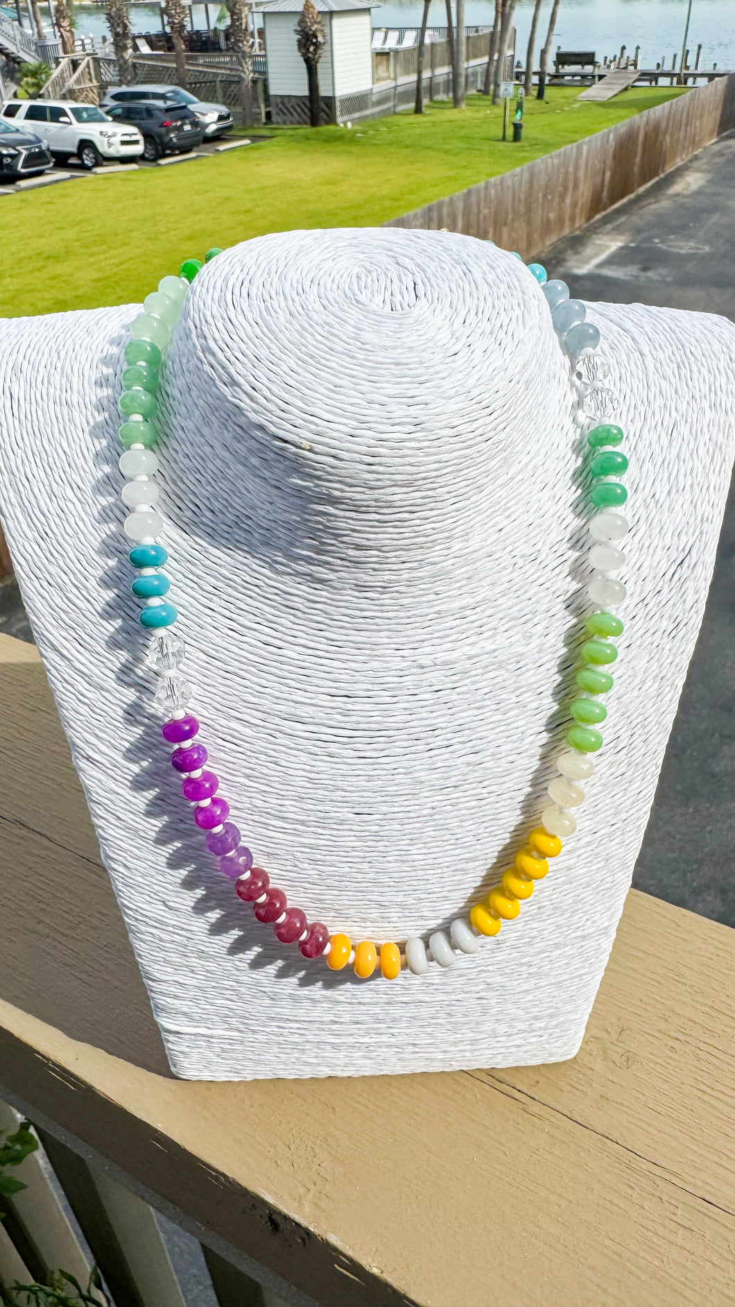 gemstone + white seed bead necklace