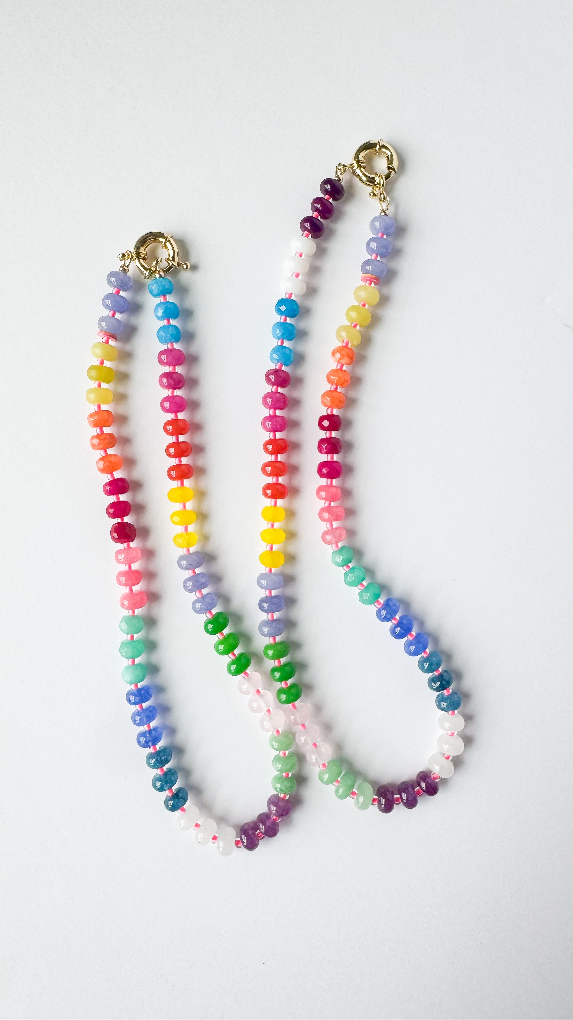 mom +  little pink seed beaded necklace