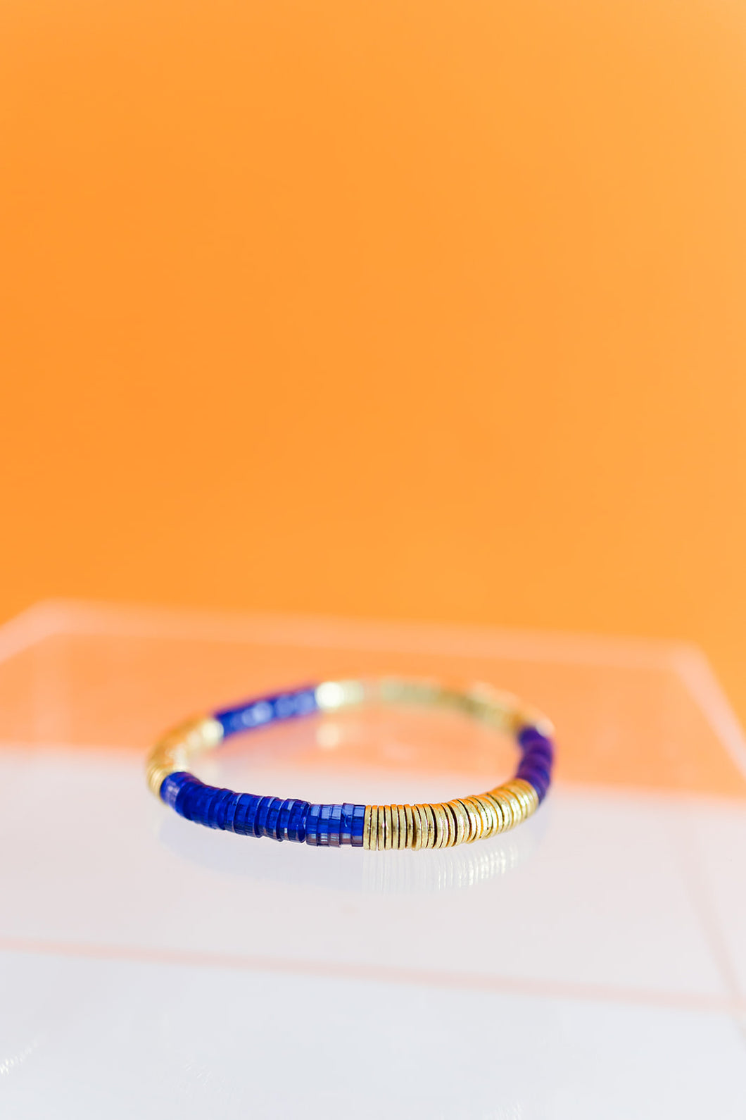 blue acrylic + gold 6mm