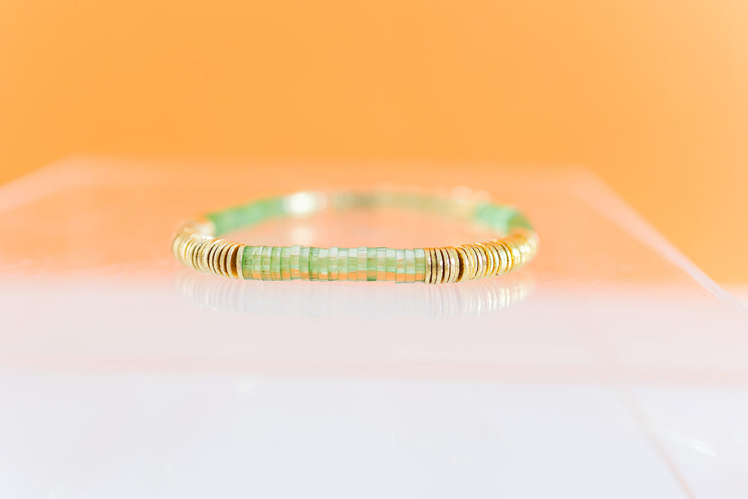 green acrylic + gold 6mm