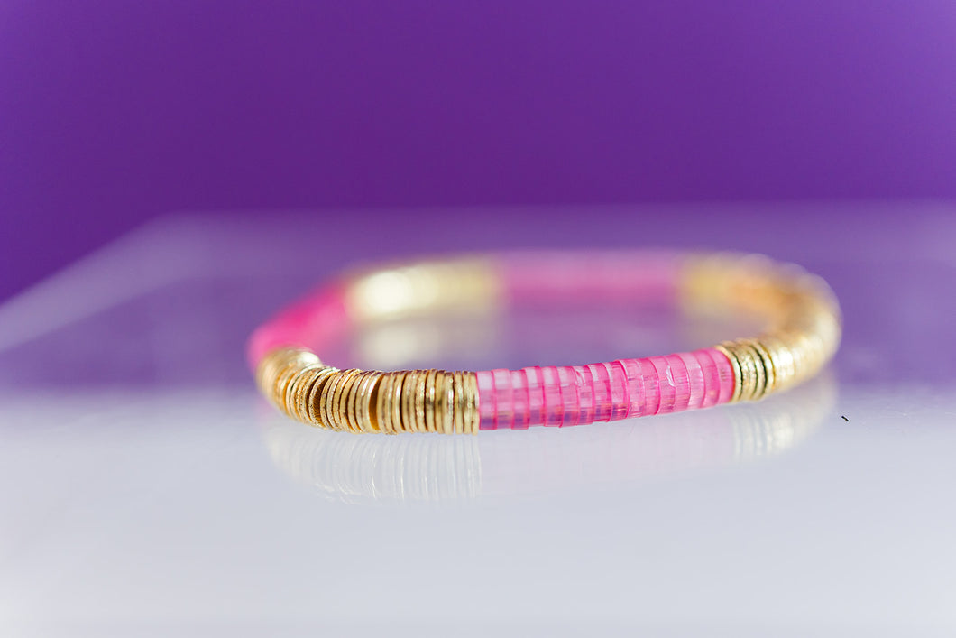 pink acrylic + gold 6mm