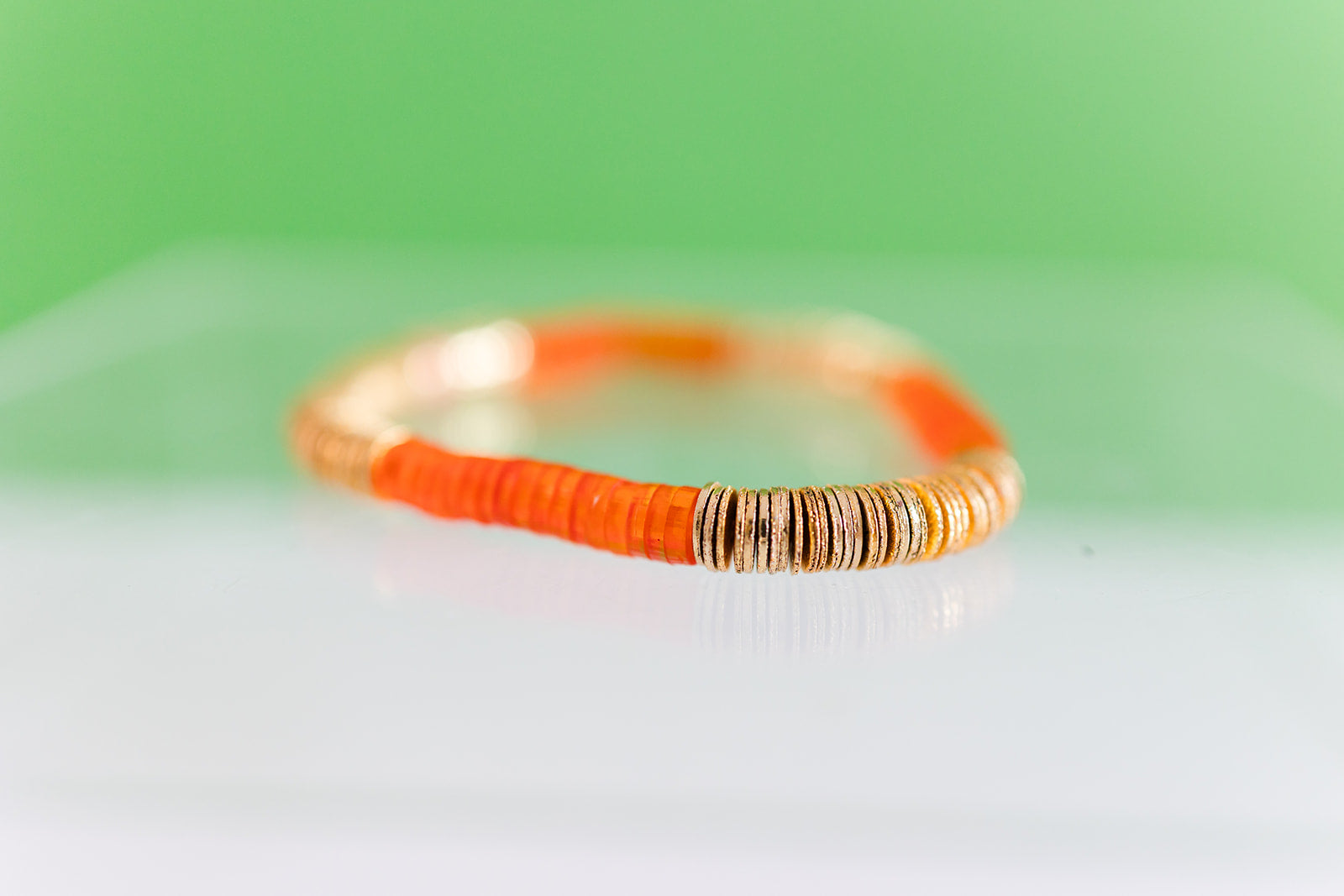 orange acrylic + gold 6mm