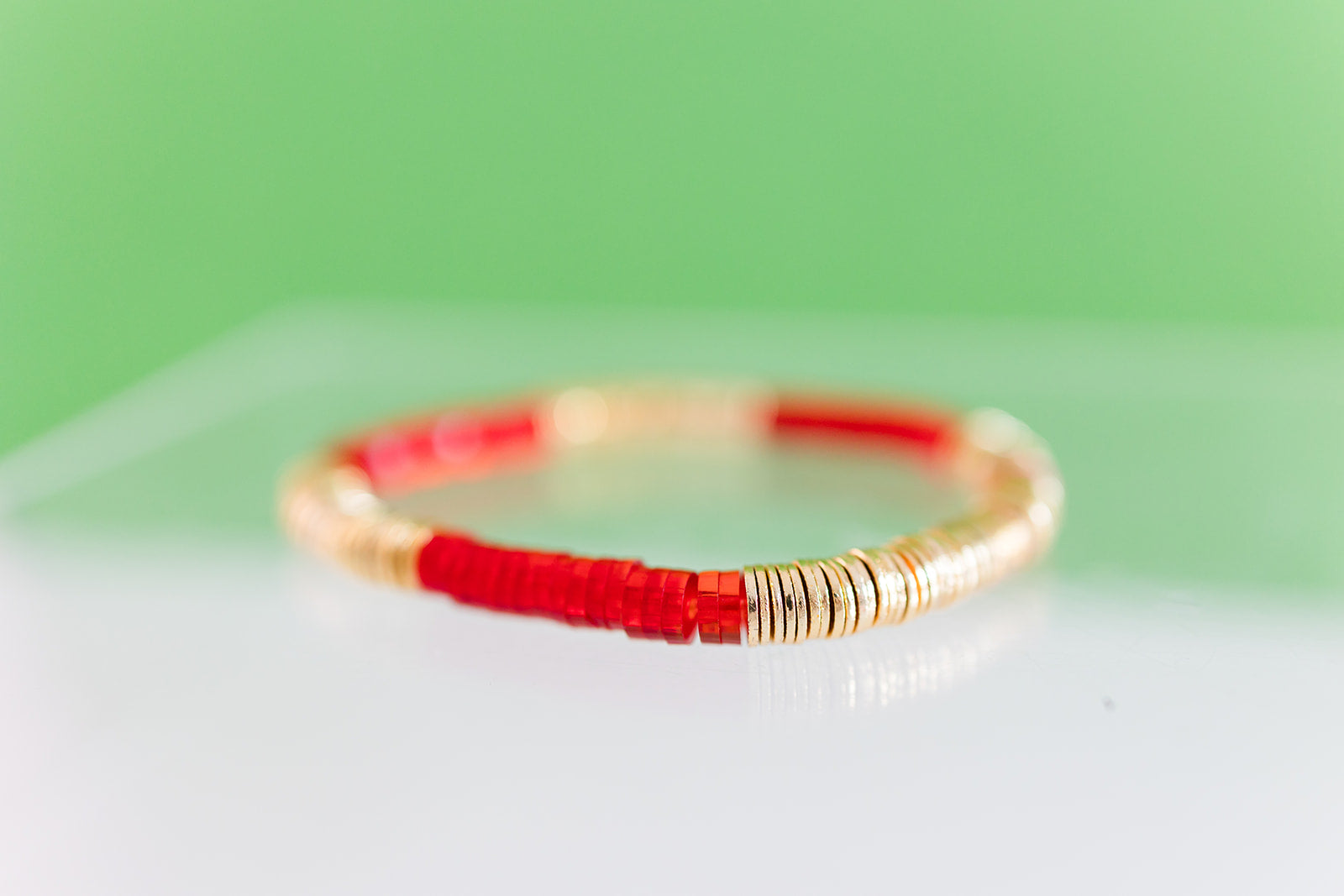 red acrylic + gold 6mm
