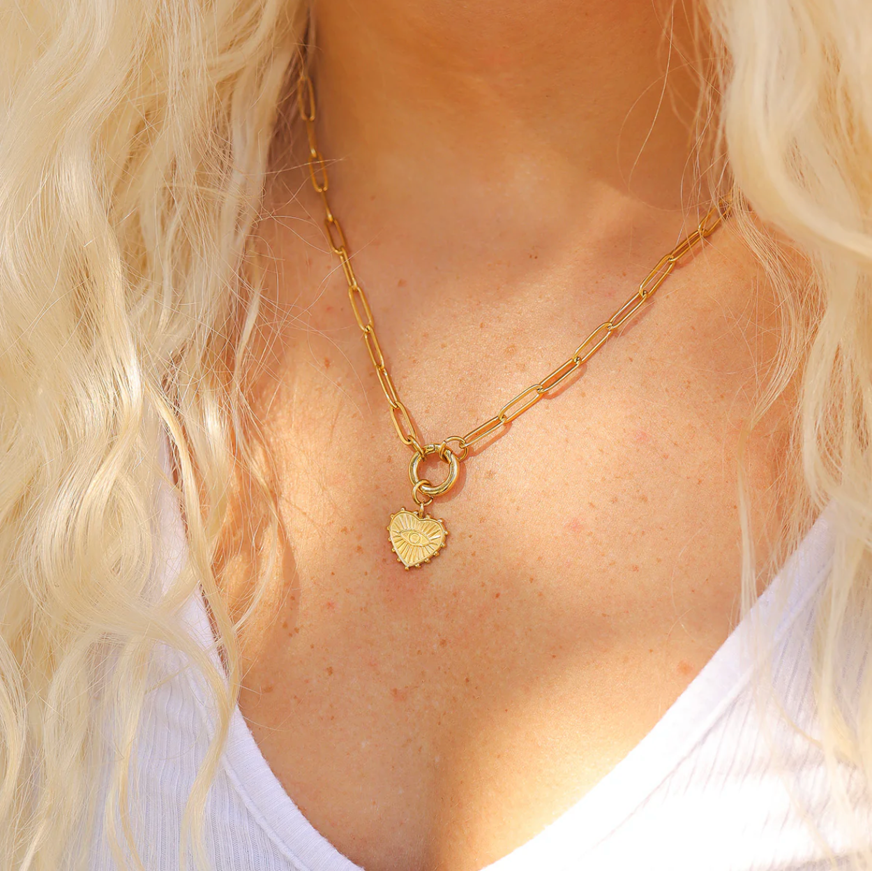 heart evil eye charm