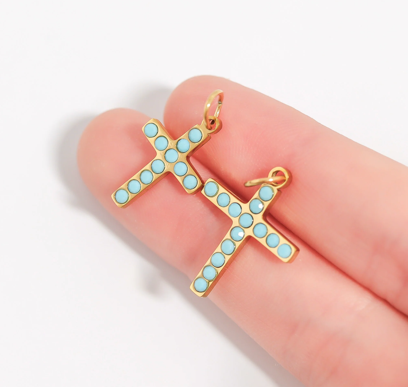 turquoise stone cross charm