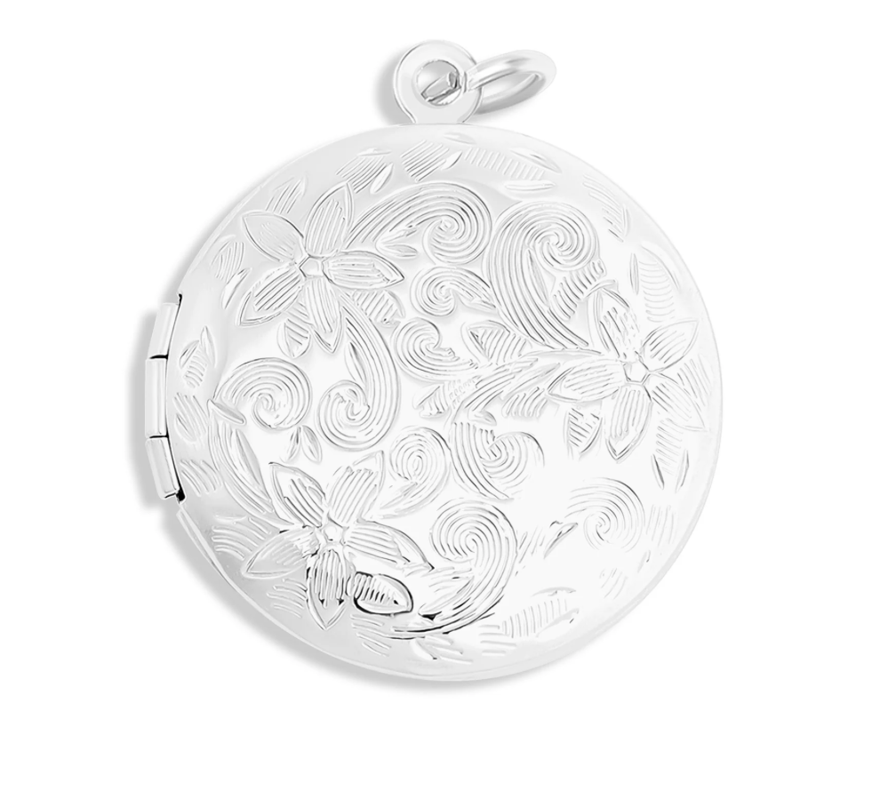 round floral locket charm