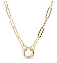Load image into Gallery viewer, elizabeth paperclip chain with circle charm keeper necklace
