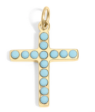 Load image into Gallery viewer, turquoise stone cross charm

