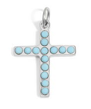 Load image into Gallery viewer, turquoise stone cross charm
