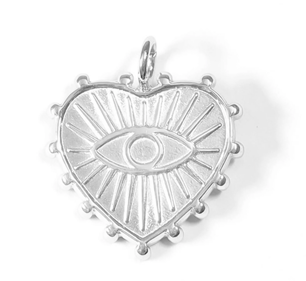 heart evil eye charm