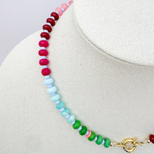 Load image into Gallery viewer, greens + blues + pinks + maroon + purples + periwinkle necklace
