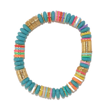 Load image into Gallery viewer, turquoise stone + tie-dye + gold 8mm
